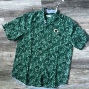 NWT NFL shirt Green Bay Packers Medium Jungle patterned short sleeve Silk